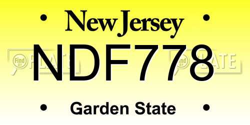 NDF778 New Jersey License Plate