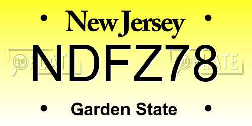 NDFZ78 New Jersey License Plate