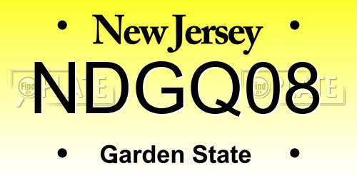 NDGQ08 New Jersey License Plate