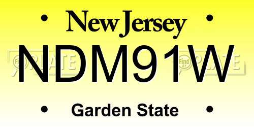 NDM91W New Jersey License Plate