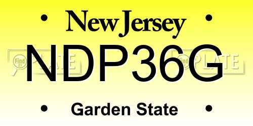 NDP36G New Jersey License Plate