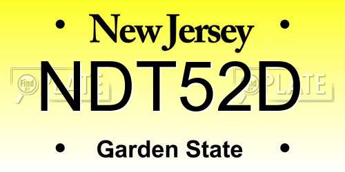 NDT52D New Jersey License Plate