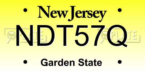 NDT57Q New Jersey License Plate