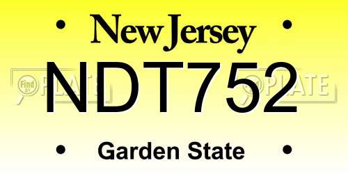 NDT752 New Jersey License Plate