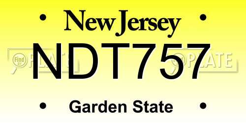 NDT757 New Jersey License Plate