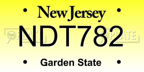 NDT782 New Jersey License Plate