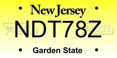 NDT78Z New Jersey License Plate