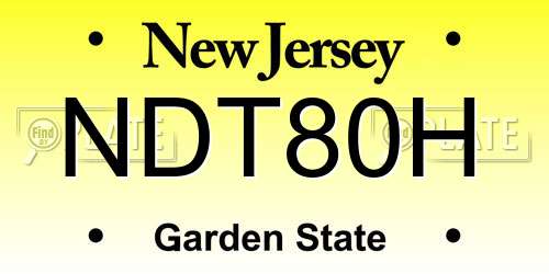 NDT80H New Jersey License Plate