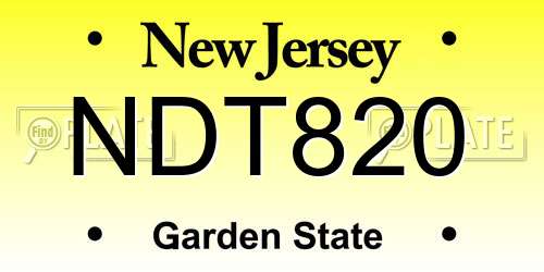 NDT820 New Jersey License Plate