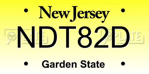 NDT82D New Jersey License Plate