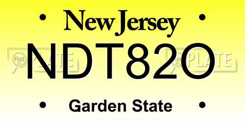 NDT82O New Jersey License Plate