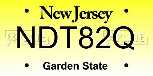 NDT82Q New Jersey License Plate