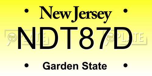 NDT87D New Jersey License Plate