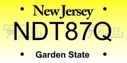 NDT87Q New Jersey License Plate