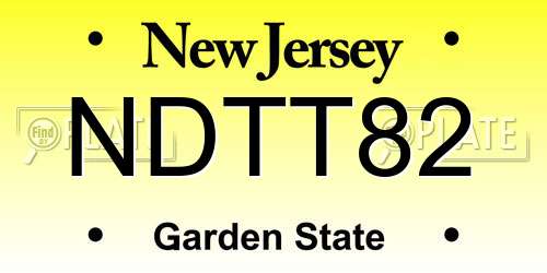 NDTT82 New Jersey License Plate