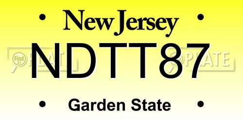 NDTT87 New Jersey License Plate