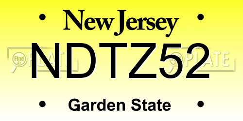 NDTZ52 New Jersey License Plate