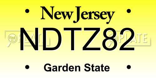 NDTZ82 New Jersey License Plate