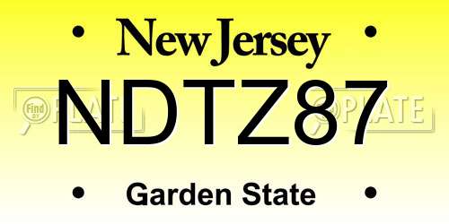 NDTZ87 New Jersey License Plate