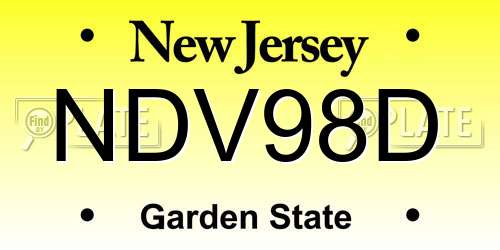 NDV98D New Jersey License Plate