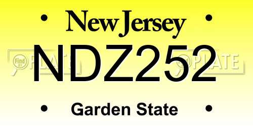 NDZ252 New Jersey License Plate