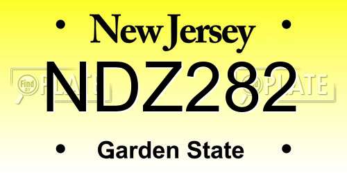 NDZ282 New Jersey License Plate