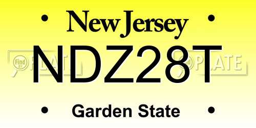NDZ28T New Jersey License Plate