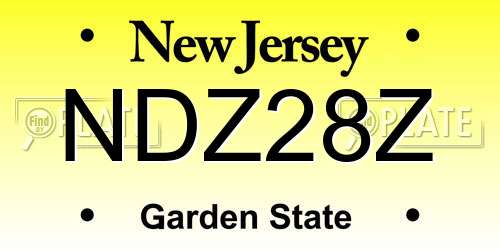 NDZ28Z New Jersey License Plate
