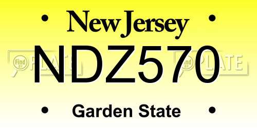NDZ570 New Jersey License Plate