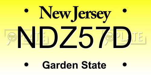 NDZ57D New Jersey License Plate