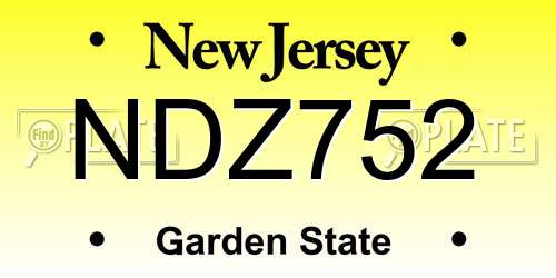 NDZ752 New Jersey License Plate