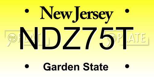 NDZ75T New Jersey License Plate
