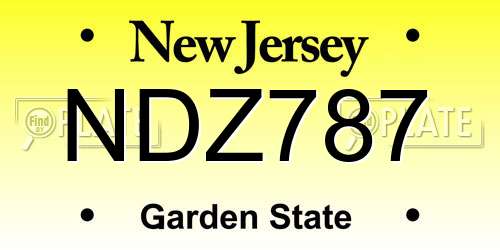 NDZ787 New Jersey License Plate