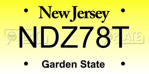 NDZ78T New Jersey License Plate