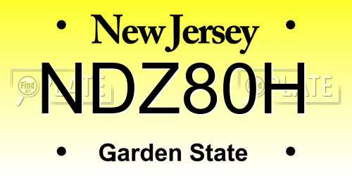 NDZ80H New Jersey License Plate