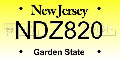 NDZ820 New Jersey License Plate