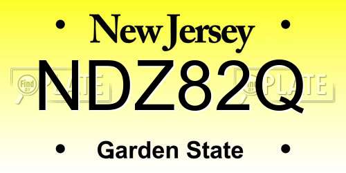 NDZ82Q New Jersey License Plate