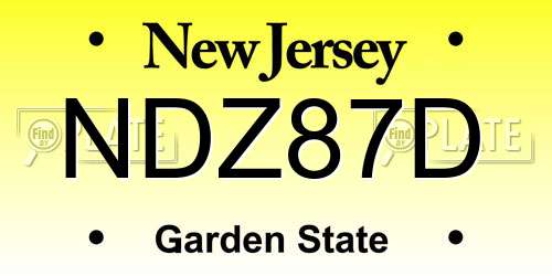 NDZ87D New Jersey License Plate