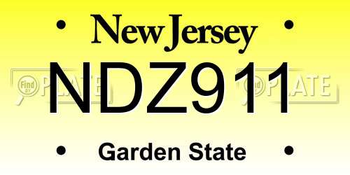 NDZ911 New Jersey License Plate