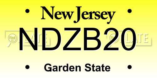 NDZB20 New Jersey License Plate