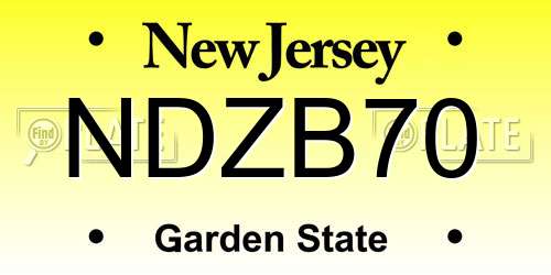NDZB70 New Jersey License Plate