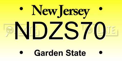 NDZS70 New Jersey License Plate
