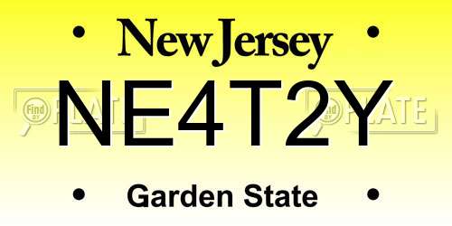 NE4T2Y New Jersey License Plate