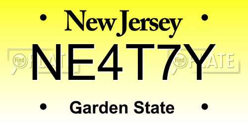 NE4T7Y New Jersey License Plate