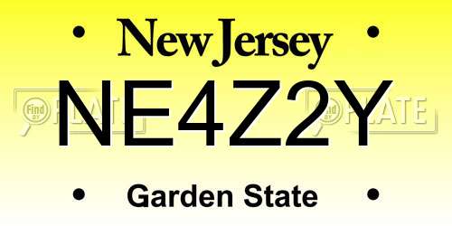 NE4Z2Y New Jersey License Plate