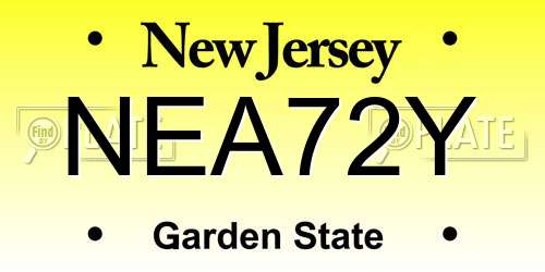 NEA72Y New Jersey License Plate