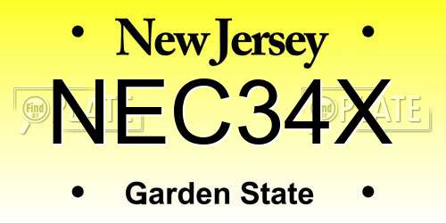 NEC34X New Jersey License Plate