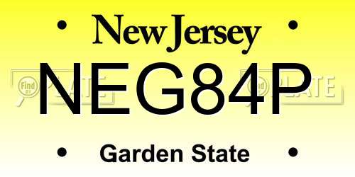 NEG84P New Jersey License Plate
