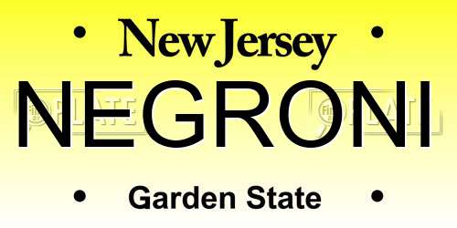 NEGRONI New Jersey License Plate