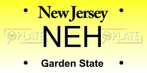 NEH New Jersey License Plate